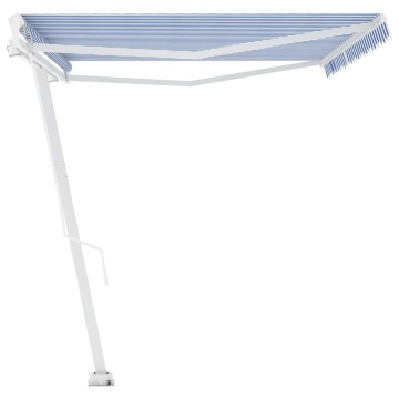 Copertină autonomă retractabilă manual, albastru/alb, 500x300cm - Img 5