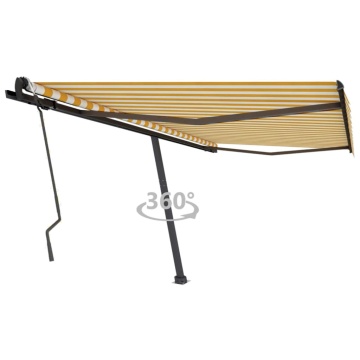Copertină autonomă retractabilă manual, galben/alb, 450x300 cm - Img 1