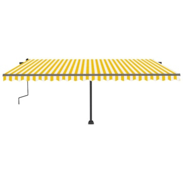 Copertină autonomă retractabilă manual, galben/alb, 500x300 cm - Img 3