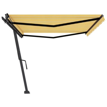 Copertină autonomă retractabilă manual galben/alb 500x350 cm - Img 4