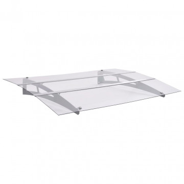 Copertină de ușă argintiu și transparent 120x90 cm policarbonat - Img 1
