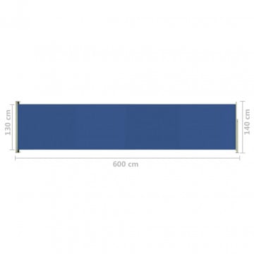 Copertină laterală retractabilă de terasă, albastru, 140x600 cm - Img 7