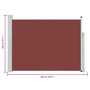 Copertină laterală retractabilă de terasă, maro, 100 x 500 cm - Img 11