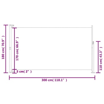 Copertină laterală retractabilă de terasă, maro, 180x300 cm - Img 6