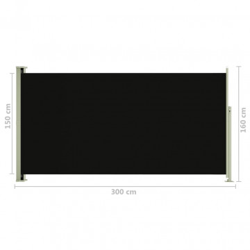 Copertină laterală retractabilă de terasă, negru, 160x300 cm - Img 7