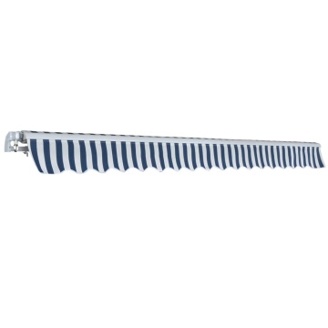Copertină pliabilă cu acționare manuală, albastru/alb, 400 cm - Img 3