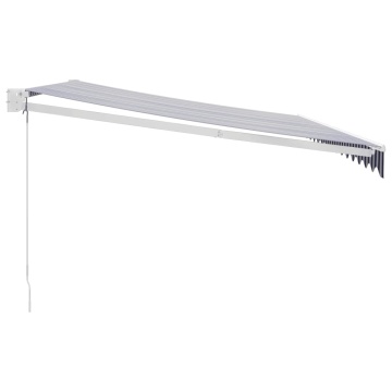 Copertină retractabilă albastru/alb, 4x3 m, textil/aluminiu - Img 4