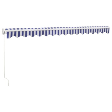 Copertină retractabilă albastru/alb, 4x3 m, textil/aluminiu - Img 5
