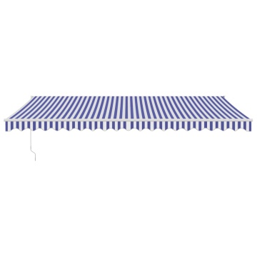 Copertină retractabilă albastru/alb, 5x3 m, textil/aluminiu - Img 3