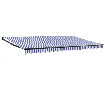 Copertină retractabilă albastru/alb, 5x3 m, textil/aluminiu - Img 2
