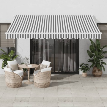 Copertină retractabilă antracit/alb, 4x3 m, textil/aluminiu - Img 1