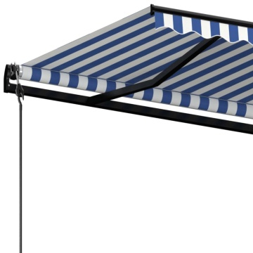 Copertină retractabilă automat, albastru și alb, 400x350 cm - Img 8