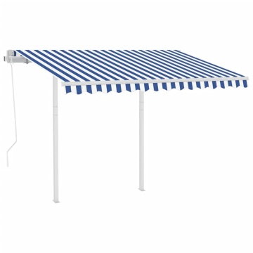 Copertină retractabilă automat cu stâlpi albastru/alb 3,5x2,5 m - Img 3