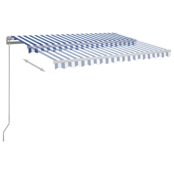 Copertină retractabilă automat cu stâlpi albastru/alb 3,5x2,5 m - Img 8