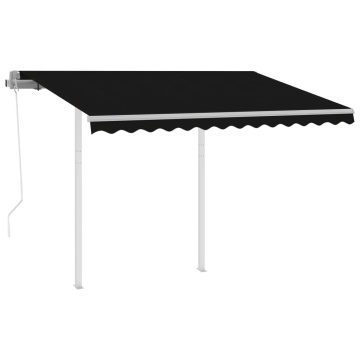 Copertină retractabilă automat cu stâlpi, antracit, 3x2,5 m - Img 8