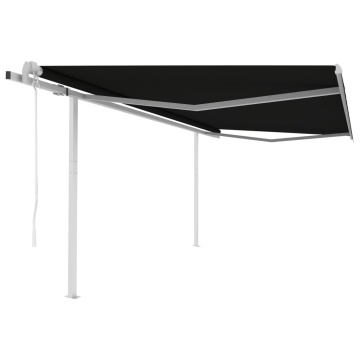 Copertină retractabilă automat, cu stâlpi, antracit, 4x3,5 m - Img 1