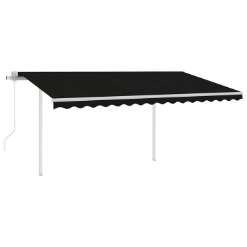 Copertină retractabilă automat, cu stâlpi, antracit, 4x3 m - Img 2
