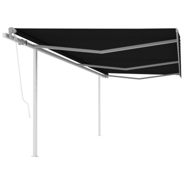 Copertină retractabilă automat, cu stâlpi, antracit, 6x3 m - Img 1