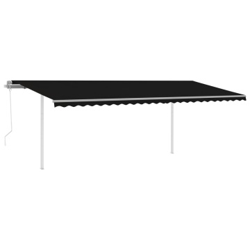 Copertină retractabilă automat, cu stâlpi, antracit, 6x3 m - Img 2