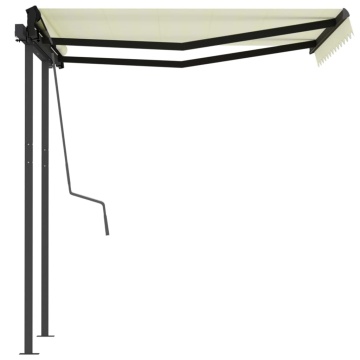 Copertină retractabilă automat cu stâlpi, crem, 3,5x2,5 m - Img 5