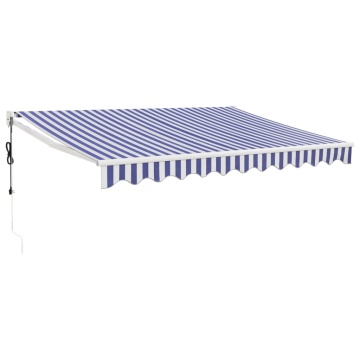 Copertină retractabilă automată, albastru și alb, 3x2,5 m - Img 2