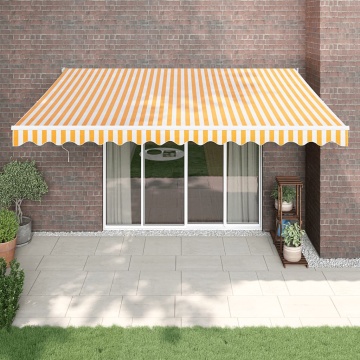 Copertină retractabilă automată, galben și alb, 4x3 m - Img 1