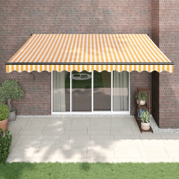 Copertină retractabilă automată, galben și alb, 4x3 m - Img 1