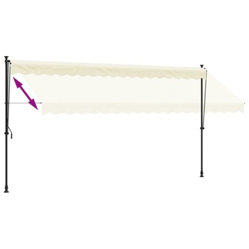Copertină retractabilă, crem, 400x150 cm, țesătură și oțel - Img 5