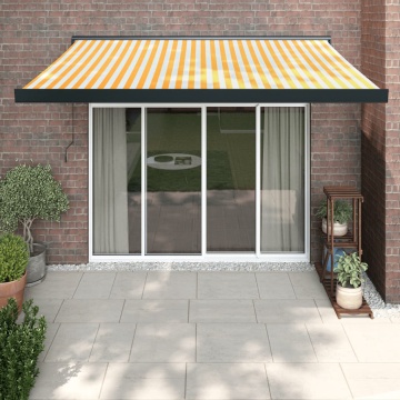Copertină retractabilă, galben/alb, 3x2,5 m, textil/aluminiu - Img 1