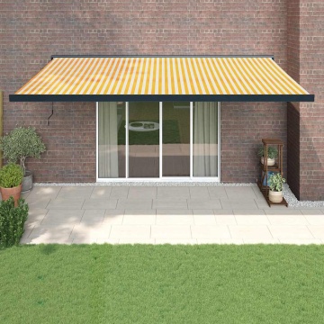 Copertină retractabilă, galben/alb, 5x3 m, textil/aluminiu - Img 1