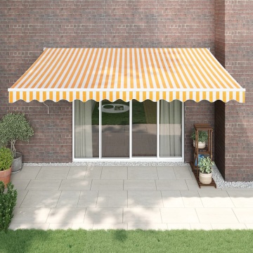 Copertină retractabilă galben și alb, 4x3 m, textil și aluminiu - Img 1