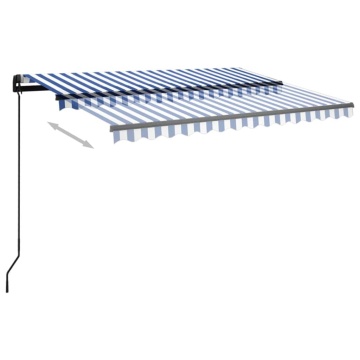 Copertină retractabilă manual cu LED, albastru & alb 3,5x2,5 m - Img 4
