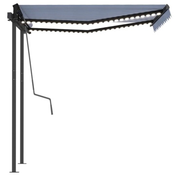Copertină retractabilă manual cu LED, albastru & alb 3,5x2,5 m - Img 5