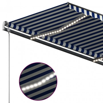 Copertină retractabilă manual cu LED, albastru&alb, 3x2,5 m - Img 6