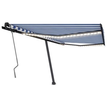 Copertină retractabilă manual cu LED, albastru/alb, 400x350 cm - Img 2