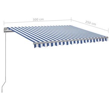 Copertină retractabilă manual cu LED albastru și alb 300x250 cm - Img 6