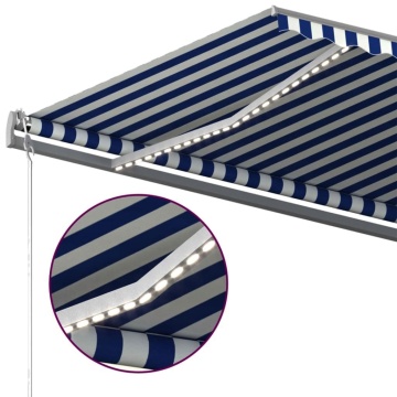 Copertină retractabilă manual cu LED albastru și alb 600x300 cm - Img 5
