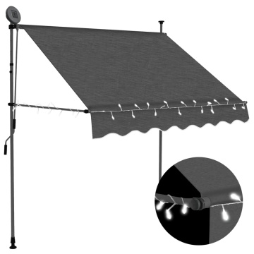 Copertină retractabilă manual cu LED, antracit, 200 cm - Img 1