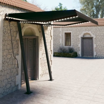 Copertină retractabilă manual cu LED, antracit, 3,5x2,5 m - Img 1