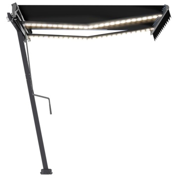 Copertină retractabilă manual cu LED, antracit, 350x250 cm - Img 5