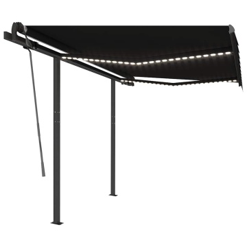 Copertină retractabilă manual cu LED, antracit, 3x2,5 m - Img 2