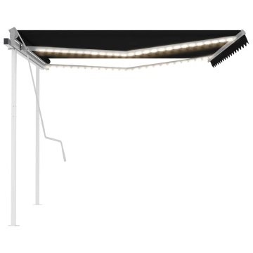 Copertină retractabilă manual, cu LED, antracit, 4,5x3 m - Img 4