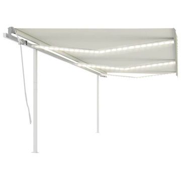 Copertină retractabilă manual cu LED, crem, 6x3 m - Img 1