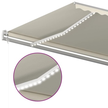 Copertină retractabilă manual cu LED, crem, 6x3 m - Img 5