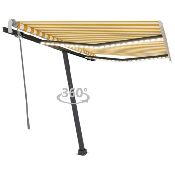 Copertină retractabilă manual cu LED, galben și alb, 350x250 cm - Img 1