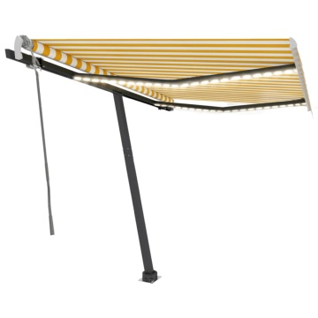 Copertină retractabilă manual cu LED, galben și alb, 350x250 cm - Img 2
