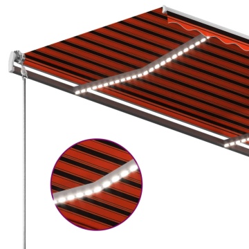 Copertină retractabilă manual cu LED portocaliu&maro 350x250 cm - Img 6
