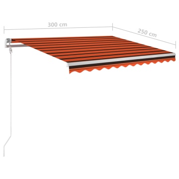 Copertină retractabilă manual cu LED portocaliu & maro 3x2,5 m - Img 7