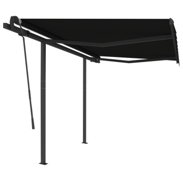 Copertină retractabilă manual cu stâlpi, antracit, 3,5x2,5 m - Img 2