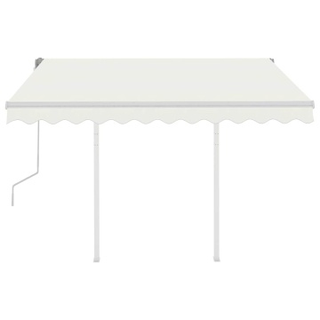 Copertină retractabilă manual cu stâlpi, crem, 3x2,5 m - Img 3
